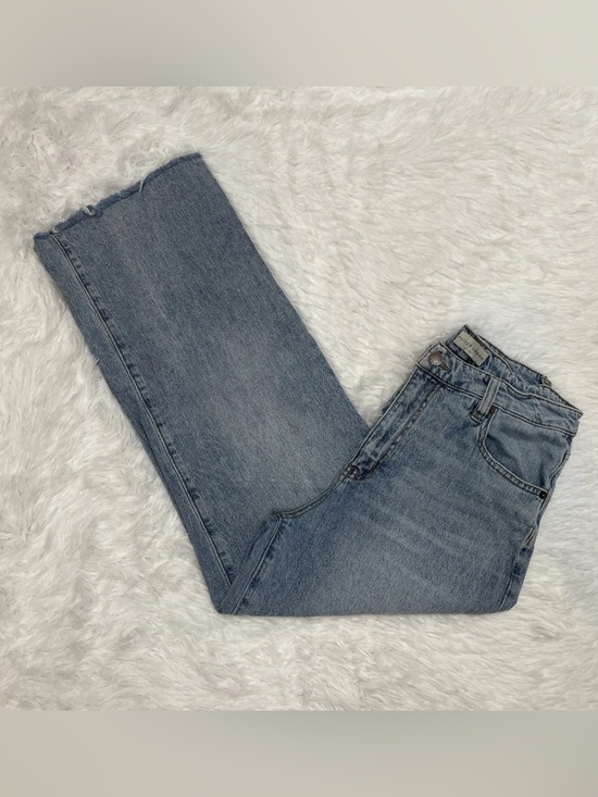 Oliver Logan Denim - Oliver Logan Aberdeen Wide Leg Crop Jeans Womens Size 30 Blue High Rise Raw Hem